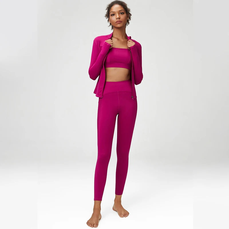 Athletic Exercise Sport Women Set Stretchy Plus Size Workout Sets Anti-static 3 Piece Women Fitness Suits Good Vibrations
