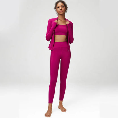 Athletic Exercise Sport Women Set Stretchy Plus Size Workout Sets Anti-static 3 Piece Women Fitness Suits Good Vibrations
