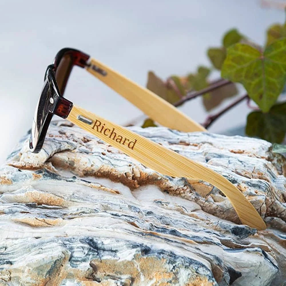 Groomsmen Gifts Personalized Wood Sunglasses Custom Engraved Wooden Men’s Sunglasses Best Man Gift Groomsmen Proposal Fashion Good Vibrations