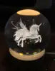 Gift Custom 3d Art 6cm Crystal Ball Night Lamp Luminous USB Wood Base Glowing Decoration Solar System Led Night Lights Good Vibrations