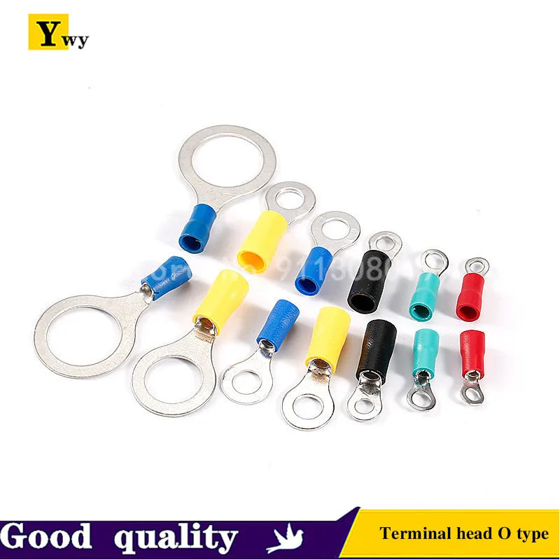 RV terminal 100PCS RV1.25/2/3.5/5.5-3-4-5-6-pre-insulated round terminal head O type red yellow blue black green Good Vibrations