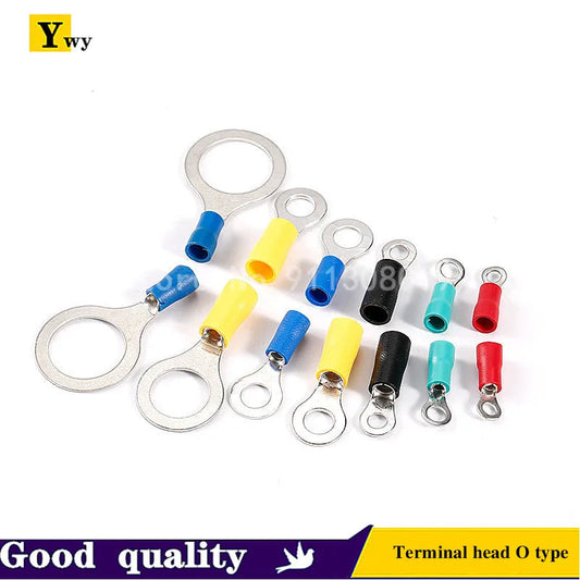 RV terminal 100PCS RV1.25/2/3.5/5.5-3-4-5-6-pre-insulated round terminal head O type red yellow blue black green Good Vibrations