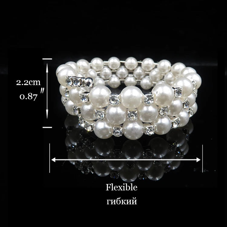 Wedding Bridal Jewelry Set String of Pearls Prom Silver Color Crystal Bracelet Necklace Earrings for Women jewellery sets Good Vibrations Adult Super Store