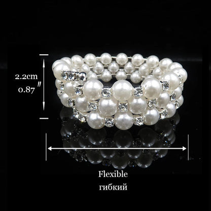 Wedding Bridal Jewelry Set String of Pearls Prom Silver Color Crystal Bracelet Necklace Earrings for Women jewellery sets Good Vibrations Adult Super Store