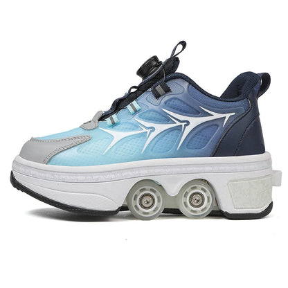 Factory New Kick Roller Shoes Cool Style Skate Shoe Kick Out with 4wheels Children Sliding Young Adjustable Rollershoes Sneakers Good Vibrations