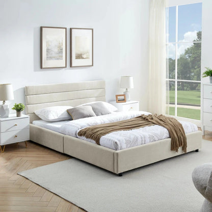 Queen Size Cushioned Bed Comfortable Cushionedbed Frame Headboard and Solid Bed Frame Good Vibrations