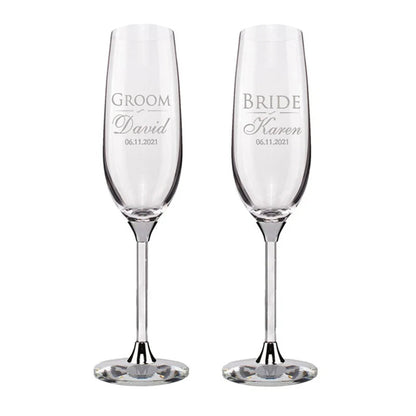 Personalized Champagne Flute Wedding Party Mr and Mrs Champagne Glasses Anniversary Gift for Couple New Years Celebration Good Vibrations