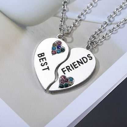 Fashion Best Friends Honey Love Couple Pendant Necklace 2 Pcs/ Set Chain Choke Broken Heart BFF Good Friendship Jewelry Gift Good Vibrations