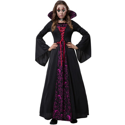 S-XXL Evil Demon Court Queen Vampire Stage Dress Role-playing Dress Halloween Costume Good Vibrations