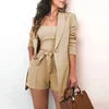YiXin New Arrivals 2022 Vest Jacket Shorts Women Solid Color High Waist Women Outfits Three Pieces Set Women Clothing Good Vibrations