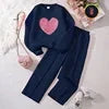 Hot Girls Suit Autumn and Winter New Children's Love Long-Sleeved Sweater Casual Trousers Thin Velvet Two-Piece Set Good Vibrations