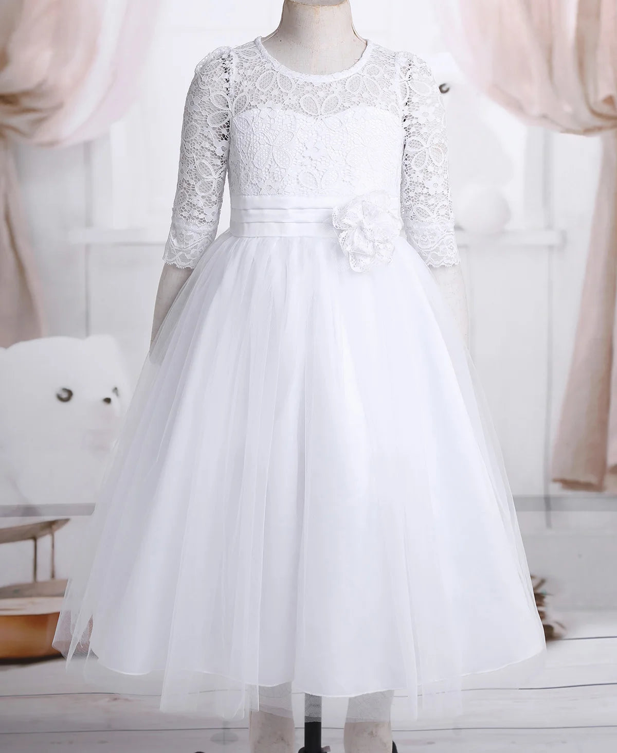 Elegant Floral Lace Flower Girl Dresses Kids Princess Wedding Dress Pageant Birthday Evening Party Dress Girls Formal Clothes Good Vibrations