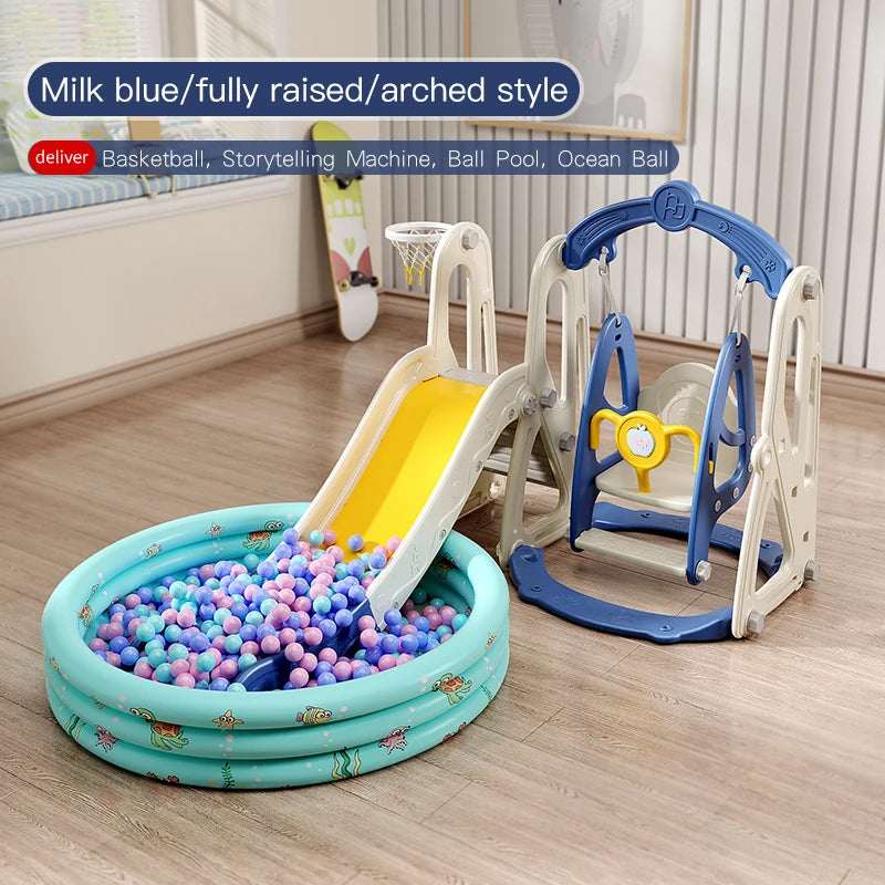 Children's Indoor Playground Equipment Plastic Swing Slide Set & Playhouse Combination for Park Usage Inflatable Type Good Vibrations