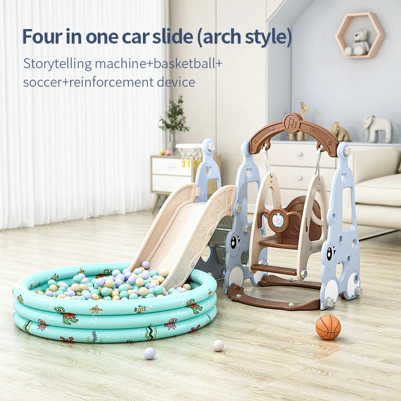 Indoor 6-in-1 Plastic Swing and Slide Set for Kids PE Baby Climbing Equipment Kindergarten Daycare Playhouse Good Vibrations