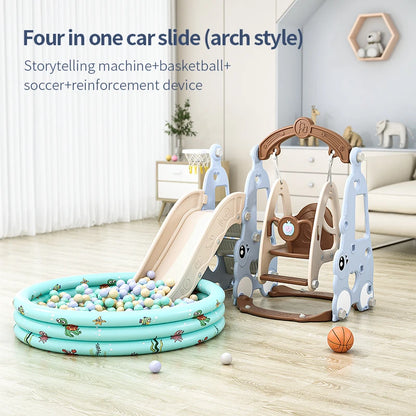 Indoor 6-in-1 Plastic Swing and Slide Set for Kids PE Baby Climbing Equipment Kindergarten Daycare Playhouse Good Vibrations