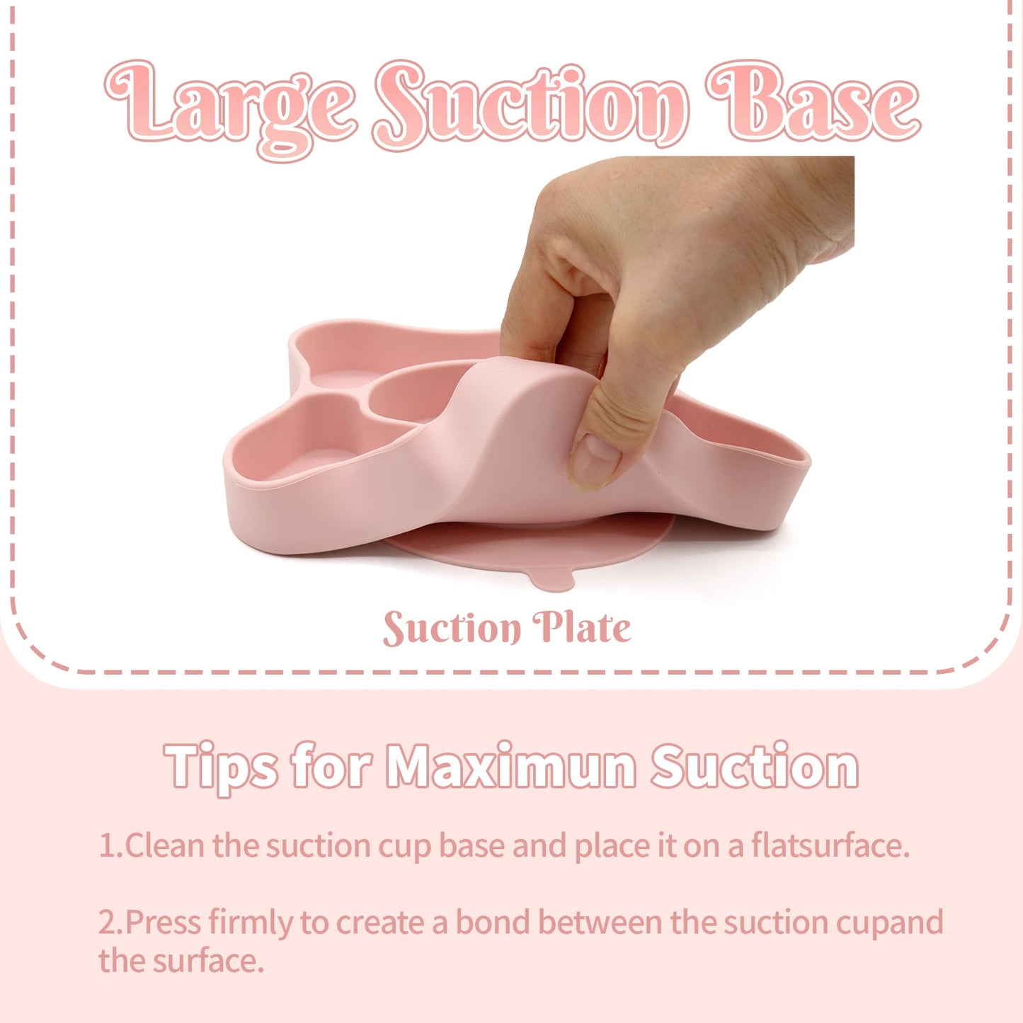 Baby Meal Plate, Baby Suction Cup Silicone Bowl, Children's Complementary Food Plate, Baby Meal Plate, Grid Plate Good Vibrations