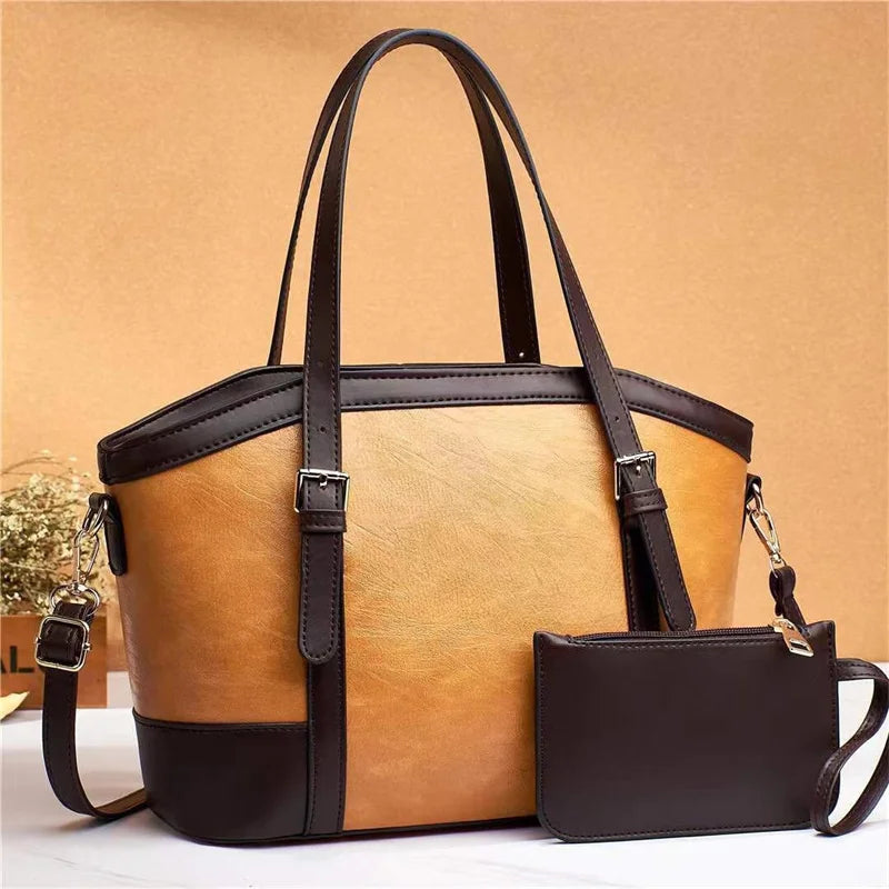 2022 New Bags Foreign Trade Models Stitching Design Shoulder Bag Large Capacity Mother and Child Bag Handbag Sets Good Vibrations