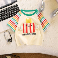 2025 New Boys Clothing Sets Handsome Summer Suit with Round Neck Short Sleeve Casual Two-Piece Set for Kids Good Vibrations