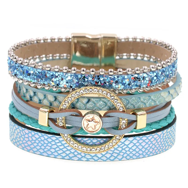 Charm Leather Bracelets For Women Trendy Boho bracelet Multilayer Wrap Bracelet women Female Jewelry Good Vibrations
