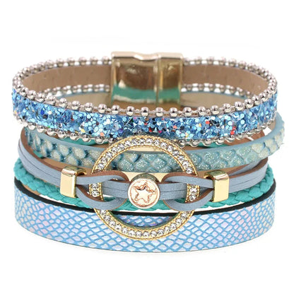 Charm Leather Bracelets For Women Trendy Boho bracelet Multilayer Wrap Bracelet women Female Jewelry Good Vibrations