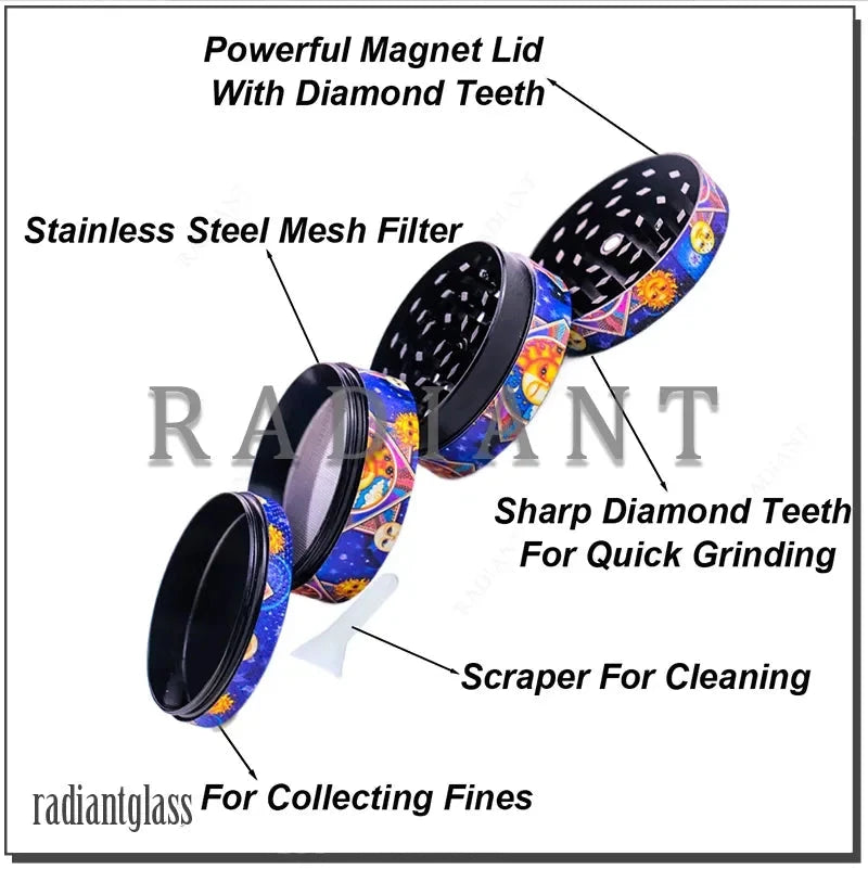 50MM Metal Tobacco Grinder for Kitchen Multifunctional Spice Crusher Kitchen Wholesale 4-layer Metal Smoking Mill Spice Grinder Good Vibrations