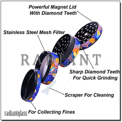 50MM Metal Tobacco Grinder for Kitchen Multifunctional Spice Crusher Kitchen Wholesale 4-layer Metal Smoking Mill Spice Grinder Good Vibrations