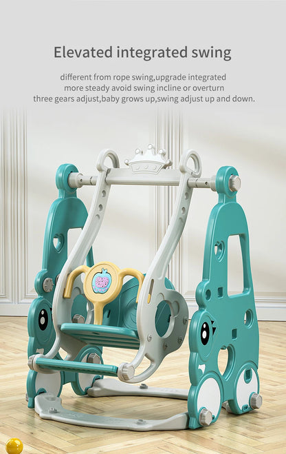 6 in 1 Indoor Playground Set for Children HDPE/PE Swing and Slide Toys Baby Playhouse with Indoor Slide and Swing Features Good Vibrations