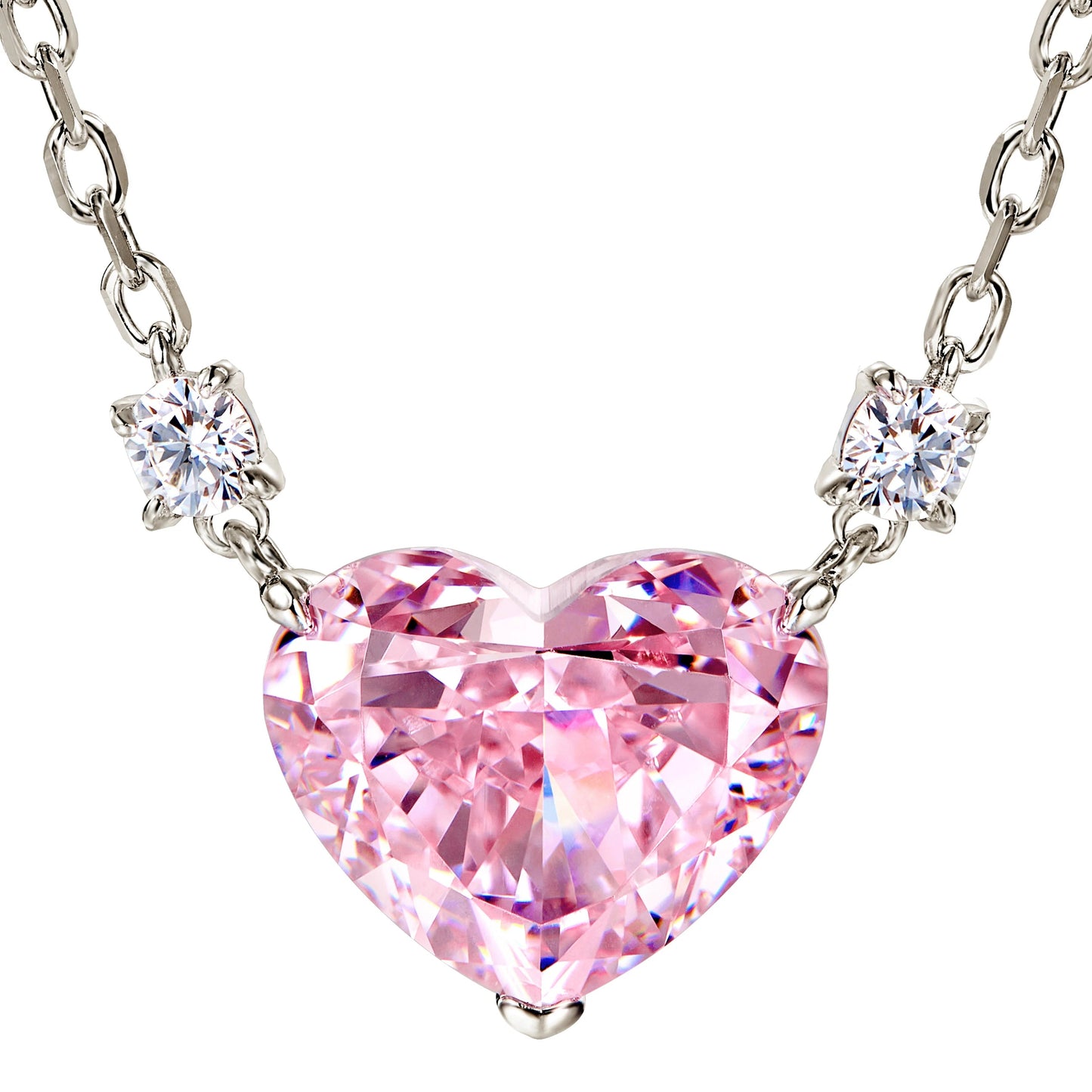 Rochime Heart Cut pink Yellow Gemstone Pendant Necklace 925 Sterling Silver Gold Plated 5a Zircon Jewelry for Women Good Vibrations
