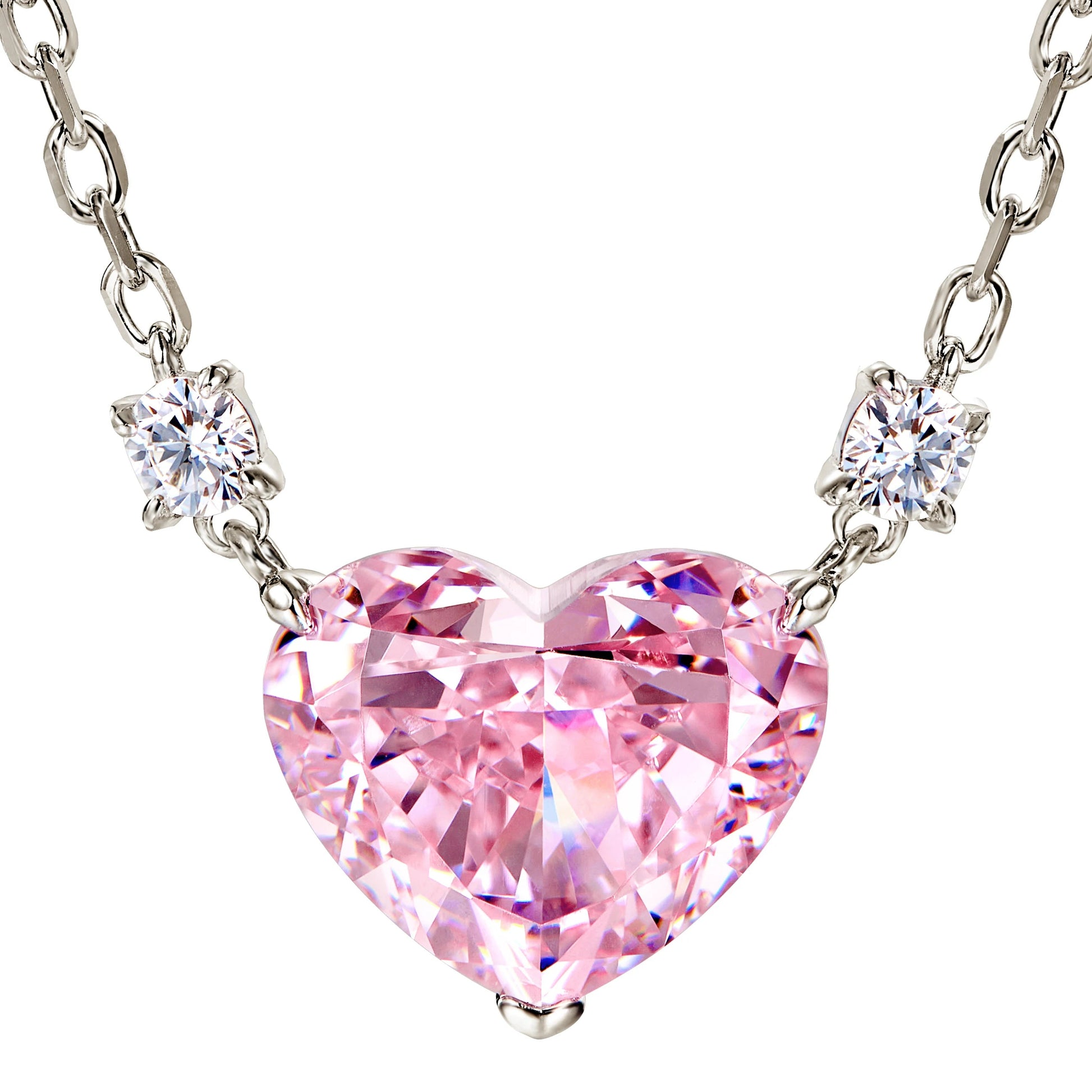 Rochime Heart Cut pink Yellow Gemstone Pendant Necklace 925 Sterling Silver Gold Plated 5a Zircon Jewelry for Women Good Vibrations