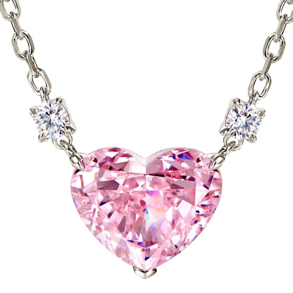 Rochime Heart Cut pink Yellow Gemstone Pendant Necklace 925 Sterling Silver Gold Plated 5a Zircon Jewelry for Women Good Vibrations