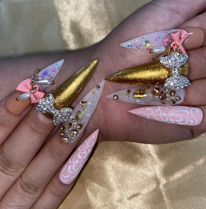 High Quality Multiply Designs 3D Handmade Customize Salon Press on Nails Acrylic Materials Set Good Vibrations