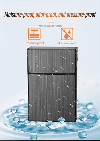 Moisture-proof and pressure-proof portable cigarette case with metal construction.