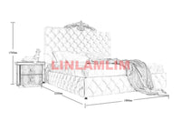 rectangle bed frame camas кровать двуспальная cama Genuine Leather BED سرير lit camara beds solid wooden carved leather buttons Good Vibrations