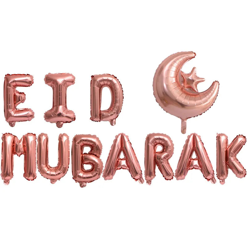 Eid Mubarak Balloons 2024 Ramadan Decorations for Home Moon Star Foil Balloon Muslim Aid Moubarak Kareem Festival Party Supplies Good Vibrations