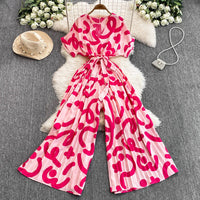 Elegant V-Neck Tunic Slim Jumpsuit For Women High Waist Printed Lace Long Jumpsuit Wholesale Good Vibrations