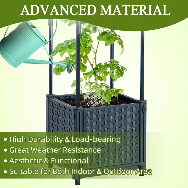 2-pack Tomato Planter Box with Lattice Frame Garden Bed Planter Box Self-watering Cucumber Terrace Good Vibrations