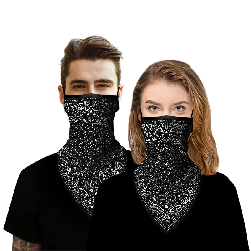 Coexistence Summer UV Protected Polyester Women's Cycling Bandana Breathable Triangle Face Mask Scarf Sun Protection Veil Good Vibrations