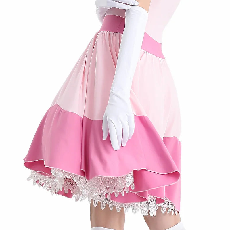 Deluxe Adult Princess Peach Costume Women Princess Peach Super Brothers Bros Party Cosplay Halloween Costumes Good Vibrations