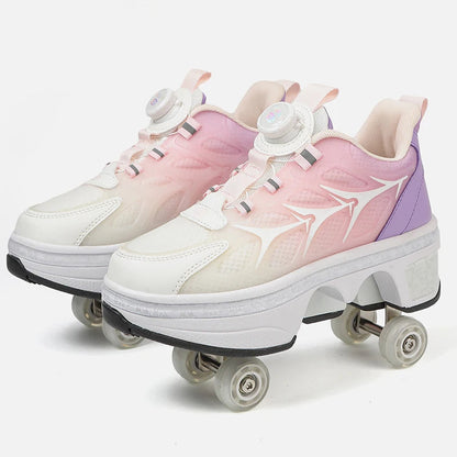 Factory New Kick Roller Shoes Cool Style Skate Shoe Kick Out with 4wheels Children Sliding Young Adjustable Rollershoes Sneakers Good Vibrations