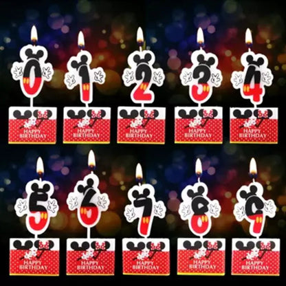 Hot Happy Birthday Number 0-9 Candles Cartoon Mickey Minnie Mouse Candle Cake Cupcake Topper Party Decoration Supplies DIY Gifts Good Vibrations