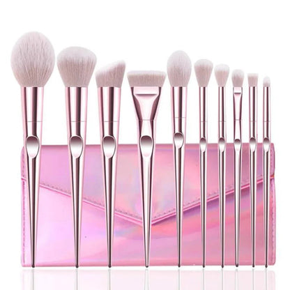 HMU Custom Logo Drop Shipping 10pcs Beautiful Wholesale Pink Plastic Brand Customised Make up Brushes Good Vibrations