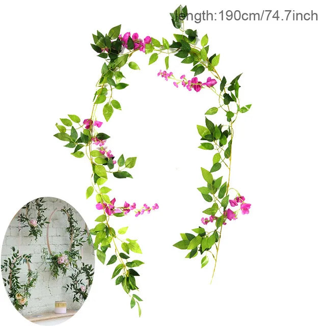 Wedding Decoration Artificial Fake Leaves Vines Eucalyptus Garlands Wall Hanging Plant Ivy Birthday Party Wedding Table Decor Good Vibrations