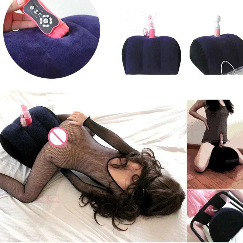 Inflatable erotic wedge cushion for adult magic games and BDSM positions.