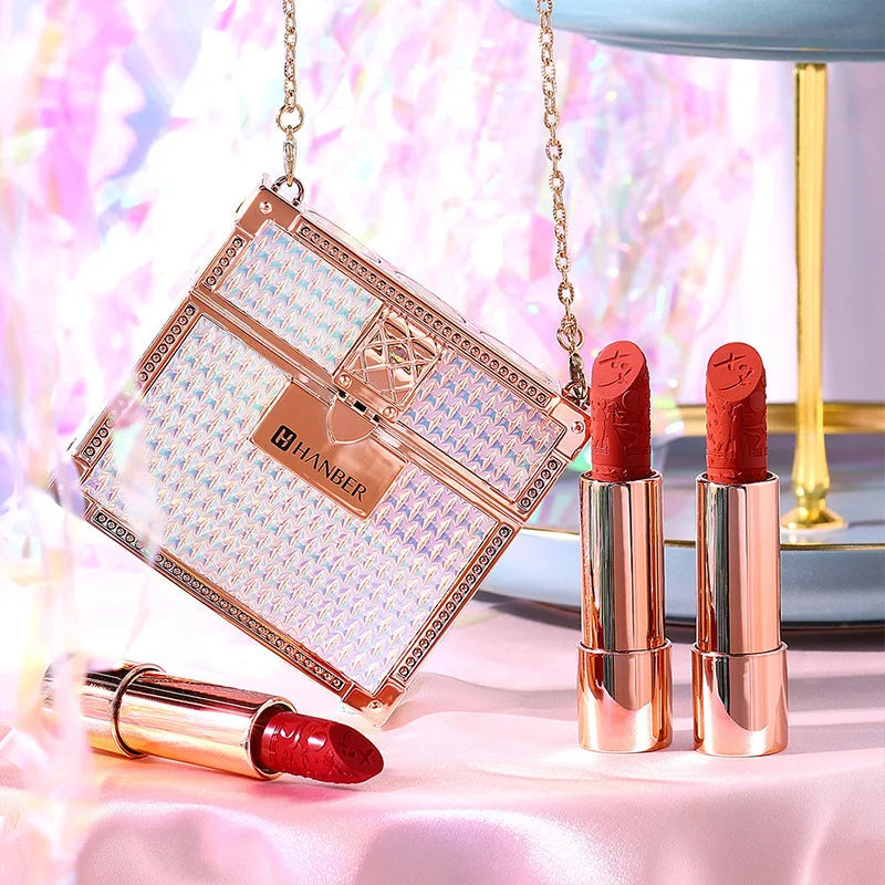 Luxury Pet Leather Bag Lipstick Set Non-Stick Cup Non-Fading Lip Balm Gift Box Lip Stick Full Set Wholesale Good Vibrations