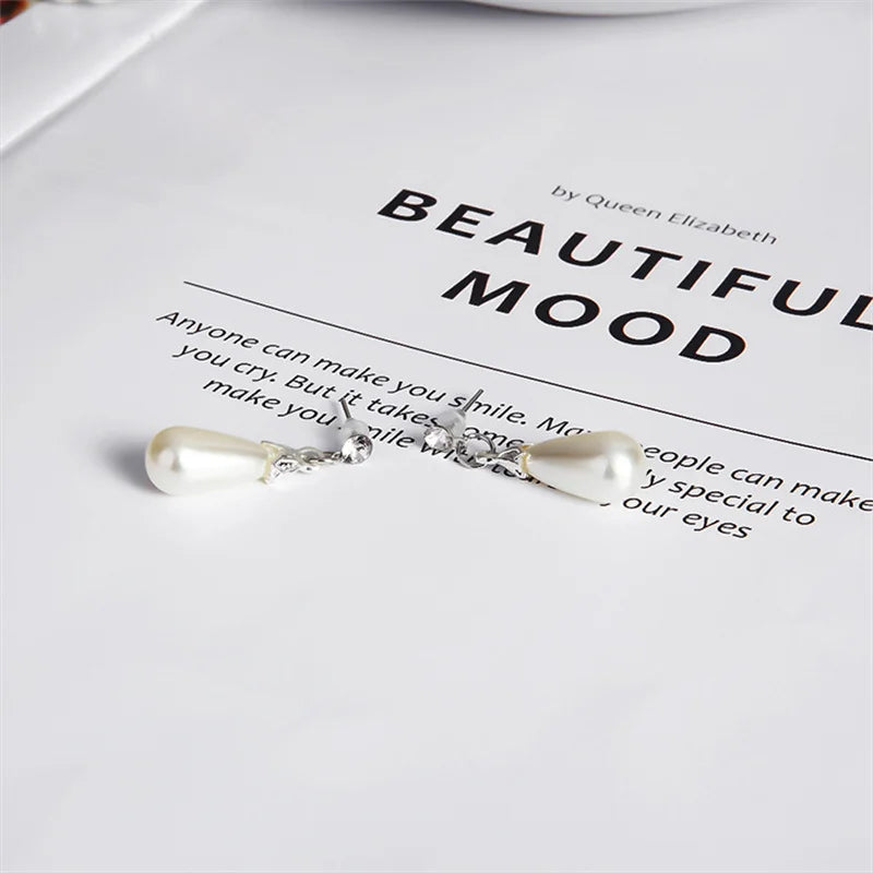 Pearl Jewelry Set for Women Water Drop Dangle Earrings Crystal Pendants Imitation Pearl Beads Necklaces femme brincos e colares Good Vibrations Adult Super Store