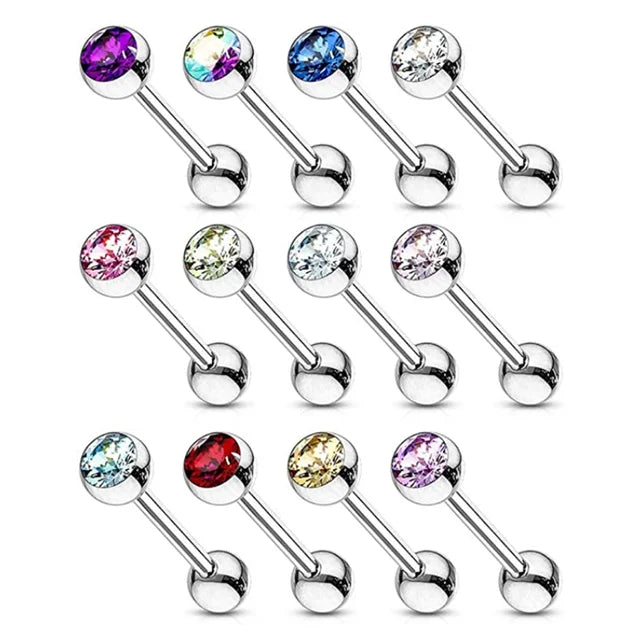 6PCS Stainless Steel Glorious Tongue Ring Bulk 14G Nipple Piercing Bar Lot Glitter Tongue Piercing Set Barbell Piercing Jewelry Good Vibrations Adult Super Store