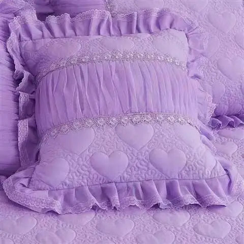 Princess 1 Piece Lace Bed Skirt + 2 Piece Pillowcases Bedding Bedspreads Sheet Pink Lace Bedding Set Bed For Girl Bed Cover