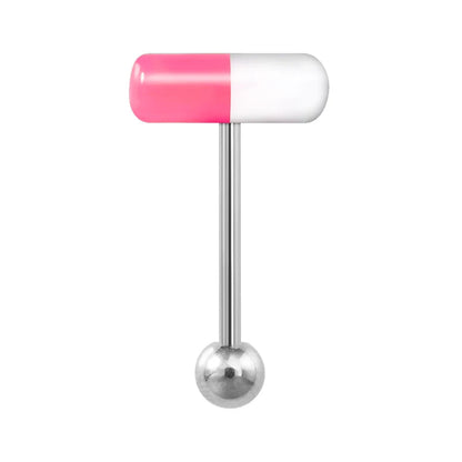 1-10 Pieces Colorful Capsule Tongue Rings Acrylic Pill Tongue Piercing Jewelry Women Surgical Steel Tongue Ring Bars Barbell 14G Good Vibrations