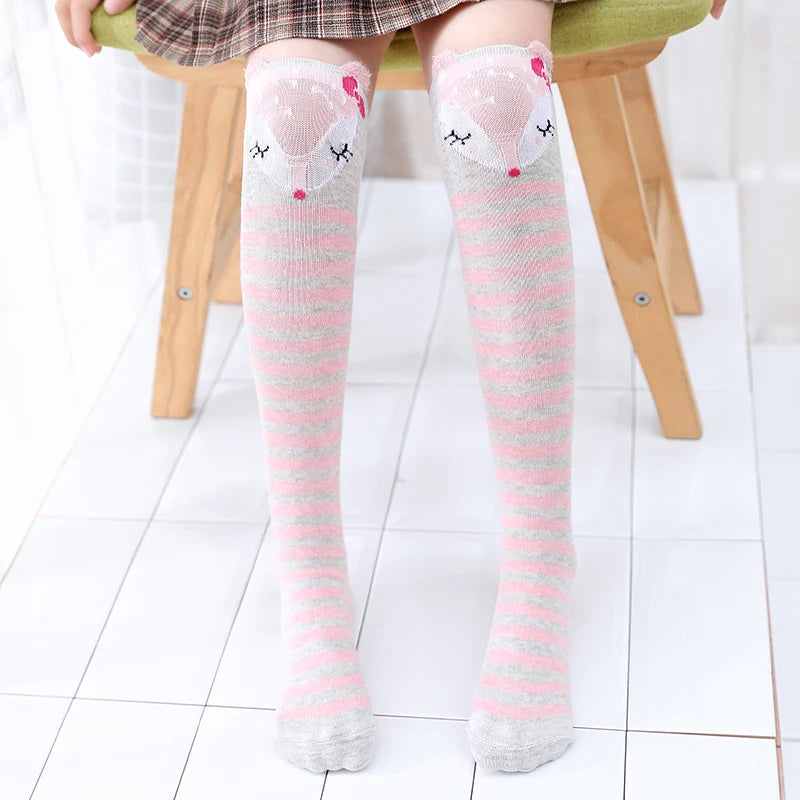 toddler child high knee Socks Three-dimensional cute Cartoon fox cat unicorn Cotton Over knee kids baby girls Sock Spring Autumn Good Vibrations