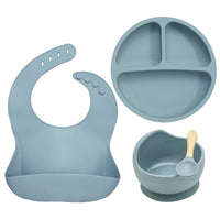 Baby New Arrived Dinnerware Silicone Hot Sale Customized 100% Safe Bib Spoon Bowl Feeding Set Good Vibrations